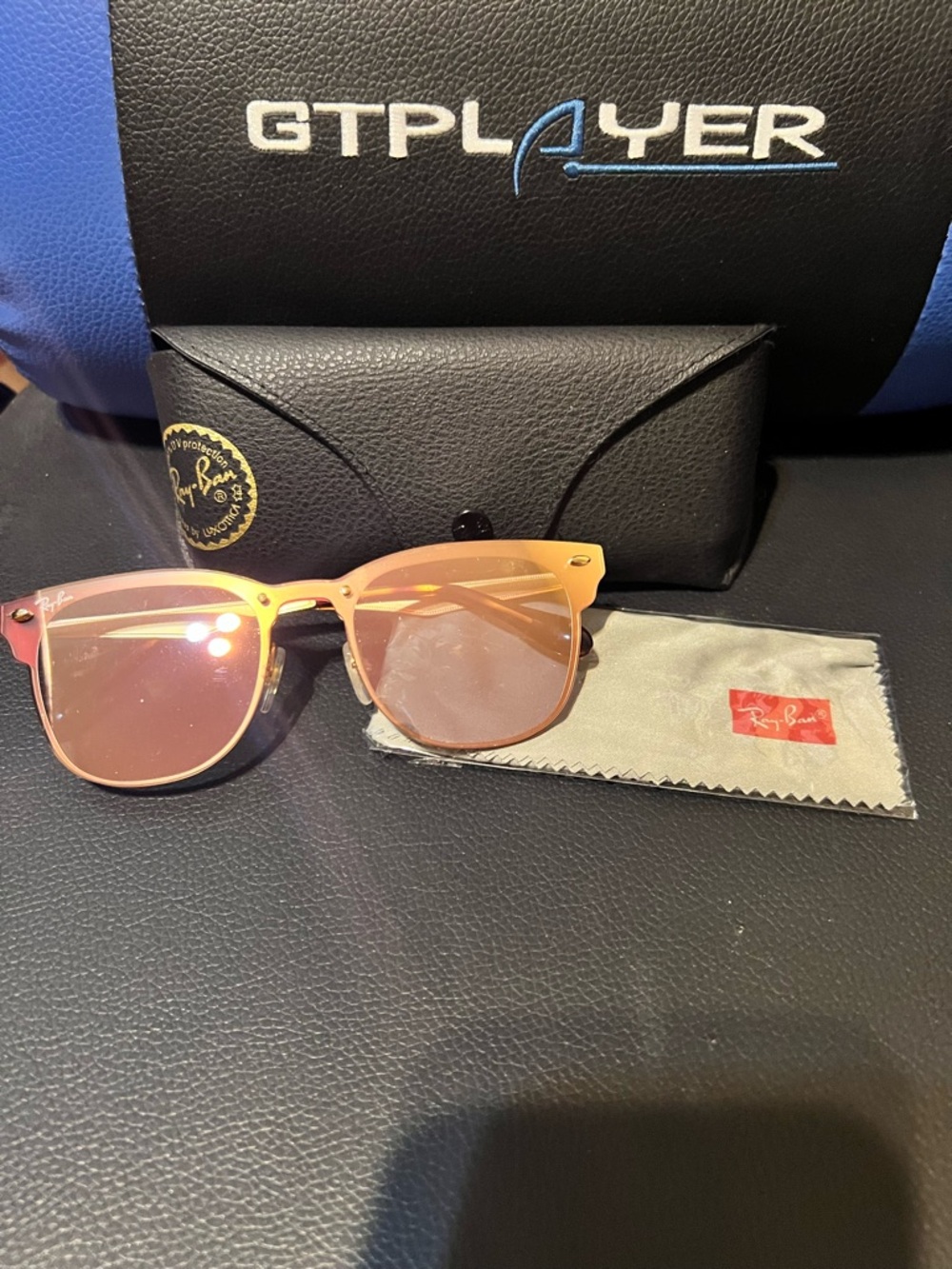 Ray-Ban Gold and Brown Clubmaster Blaze Sunglasses with Gradient Lenses